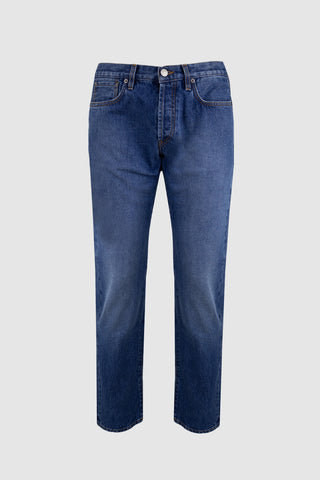Front view of Barbanera Bandito cloud blue jeans with classic five-pocket style and clean wash
