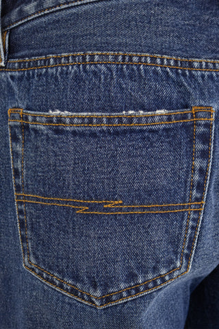 Close-up of Barbanera Bandito jeans back pocket with iconic Barbanera embroidery and vintage detailing