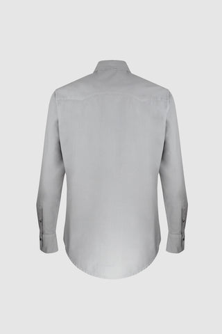 Back view of the Barbanera Carlito ash western shirt, showcasing the classic western yoke and clean seam lines.