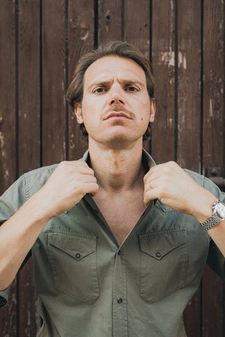 Clint Western Army Green Shirt