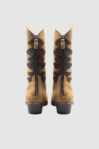 Back view of Barbanera Cormac boots made in kudu leather with zipper and puller