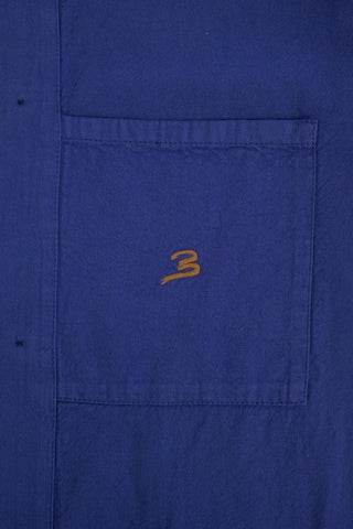 Close-up of the internal pocket inside the Barbanera Fallen cobalt blue jacket, showing the fabric lining, stitching, and pocket opening.