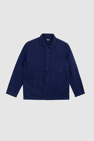 Front view of the Barbanera Jericho rinsed blue shirt featuring a classic button-up design with a soft, rinsed denim texture.