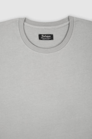 Close-up of the Barbanera Lewis ash tee fabric texture and stitching around the neckline, highlighting the soft material and clean finish.