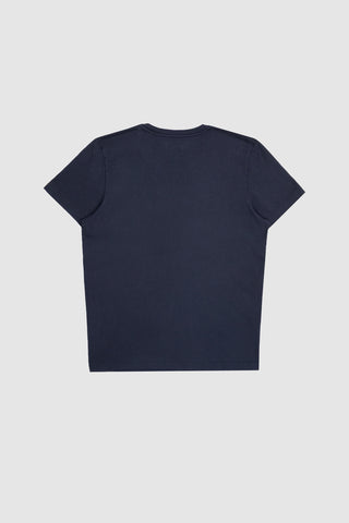 Back view of the Barbanera Lewis blue navy tee, showing the solid deep navy blue fabric with a clean, simple cut and crew neckline.