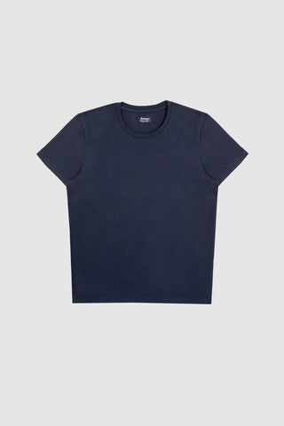 Front view of the Barbanera Lewis blue navy tee, featuring a deep navy blue fabric with a simple, clean design and crew neckline.