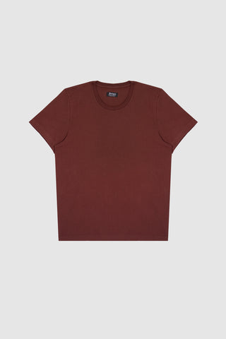 Front view of the Barbanera Lewis dark red tee, featuring a rich deep red fabric and classic crew neck design.