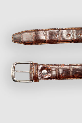Louis 35mm Crocodile Leather Belt Silver Buckle