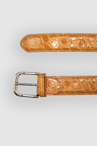Louis 35mm Crocodile Leather Belt Silver Buckle