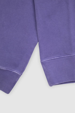 Close-up of the ribbed cuff and hem on the Barbanera Magic vintage purple sweatshirt, highlighting the knit texture and vintage wash finish.