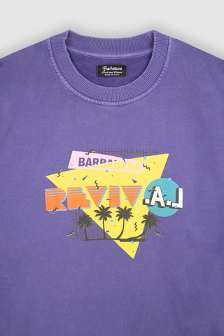 Close-up of the Barbanera Magic sweatshirt in vintage purple, focusing on the bold front graphic and soft, textured fabric.