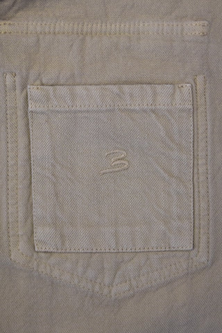 Close-up of the internal pocket inside the Barbanera Neil sand selvedge denim jacket, showing the fabric lining, stitching, and pocket opening detail.