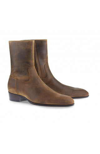 Cash Brown Waxy Leather Boots