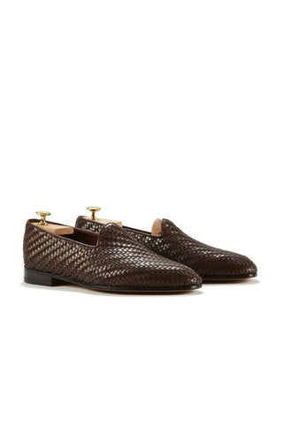 Rimbaud Brown Braided Leather Loafers