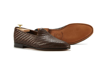 Rimbaud Brown Braided Leather Loafers