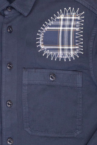 [Re-Thread] Wolf Navy Blue Patch Workwear Overshirt