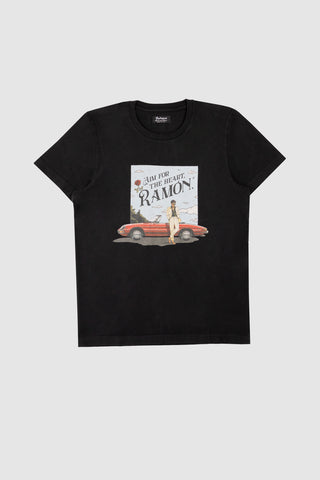 Aim for the Heart Raw Cotton Black Tee