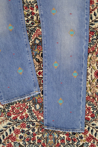 [Re-Thread] Bandito Geometric Embroidery Old Blue Wash Jeans