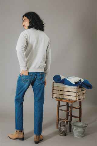 Caruso Grey Melange Brushed Crewneck