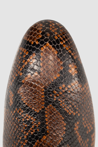 Cash Brown/Black Snakeskin Printed Leather Boots