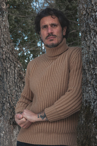 Enzo Camel Roll Neck Jumper