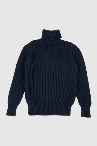 Enzo Deep Blue Roll Neck Jumper