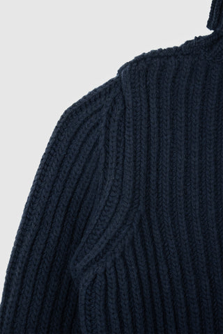 Enzo Deep Blue Roll Neck Jumper