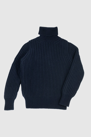 Enzo Deep Blue Roll Neck Jumper