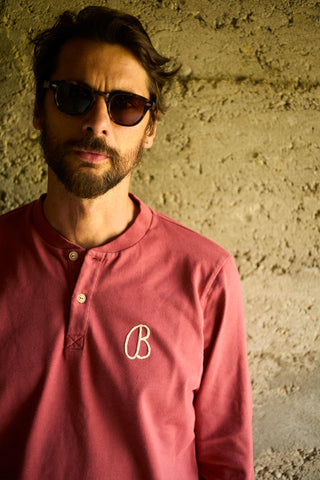 Lilian Brick Henley Shirt B Embroidery