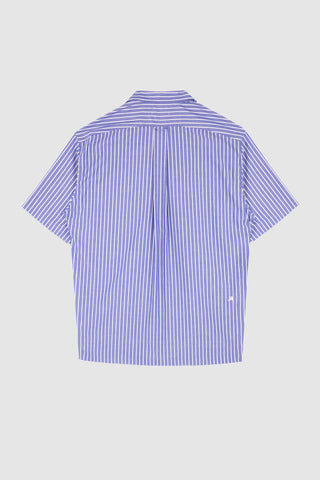 Jolie Navy Blue White Stripes Bowling Shirt