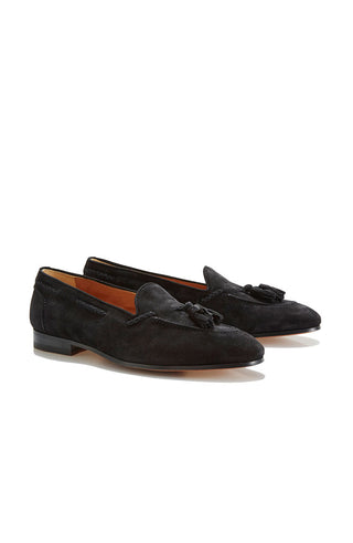 Lawrence Black Suede Tassel Loafers