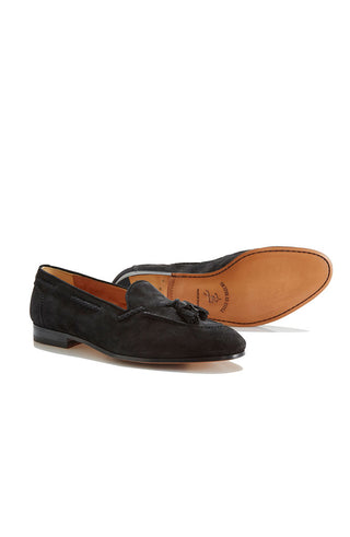 Lawrence Black Suede Tassel Loafers