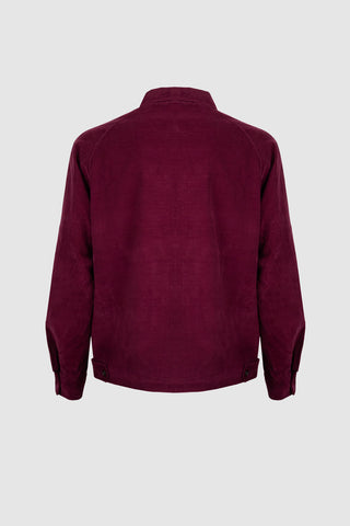 Back view of Barbanera Linus Heritage burgundy corduroy jacket showing vintage-inspired cut and tailored silhouette