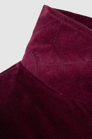Detail view of Barbanera Linus Heritage jacket's under collar showig zig-zag stitching and artisanal craftmanship