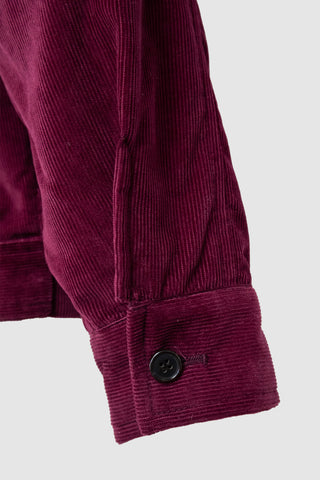 Detail of Barbanera Heritage Burgundy Corduroy Heritage Jacket close cuff with horn button