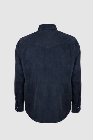 Mustang Camicia Velluto Blu Scuro