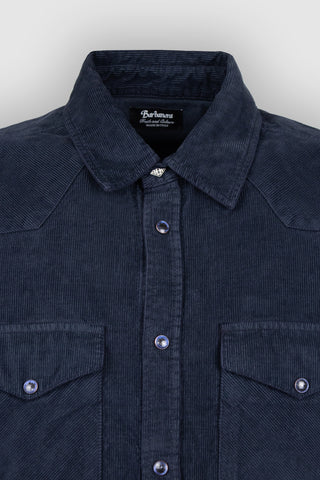 Mustang Camicia Velluto Blu Scuro