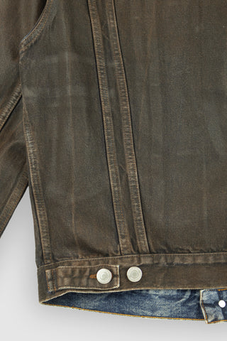 Neil Dark Blue Brown Polished Denim Jacket