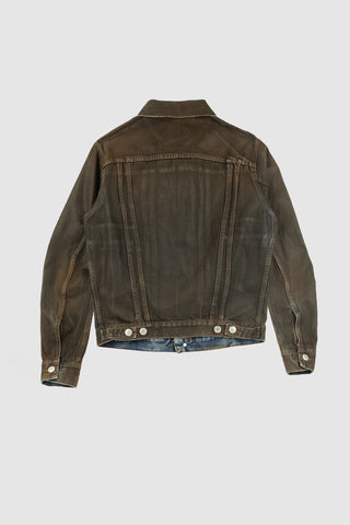 Neil Dark Blue Brown Polished Denim Jacket