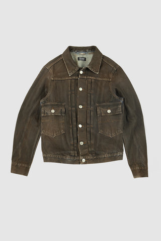 Neil Dark Blue Brown Polished Denim Jacket