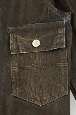 Neil Dark Blue Brown Polished Denim Jacket