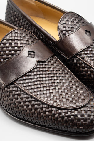 Neruda Mocassino Penny Pelle Intrecciata Moro