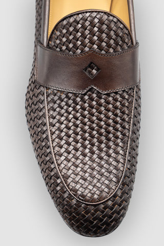 Neruda Mocassino Penny Pelle Intrecciata Moro