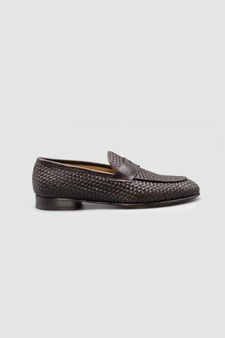 Neruda Mocassino Penny Pelle Intrecciata Moro