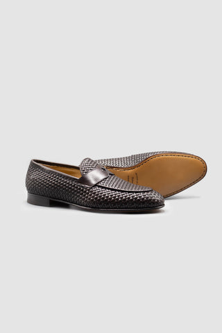 Neruda Mocassino Penny Pelle Intrecciata Moro