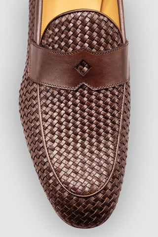 Neruda Braided Leather Penny Loafer Medium  Brown