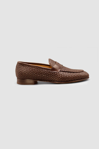 Neruda Braided Leather Penny Loafer Medium  Brown