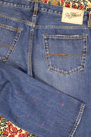 [Re-Thread] Bandito Sashiko Embroidery Ocean Blue Wash Jeans