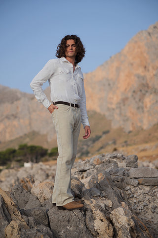 Sgherro Sand Flared 5-Pocket Trousers