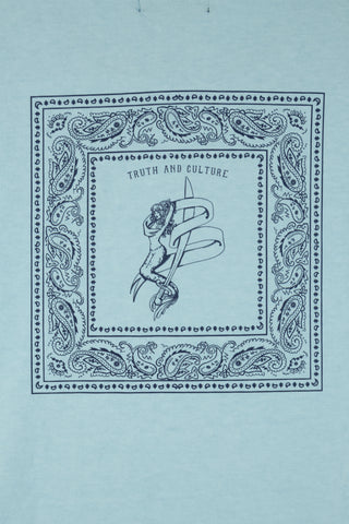 Vince Light Blue Bandana Raw Cotton  Tee